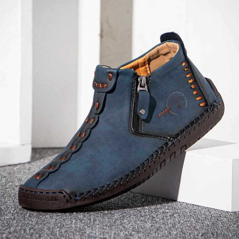 Cuzcare Slip-on Leather Orthopedic Shoes Warm Fur Ankle Boots