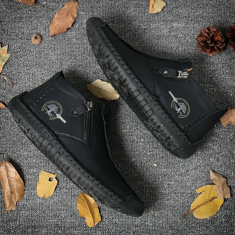 Cuzcare Slip-on Leather Orthopedic Shoes Warm Fur Ankle Boots