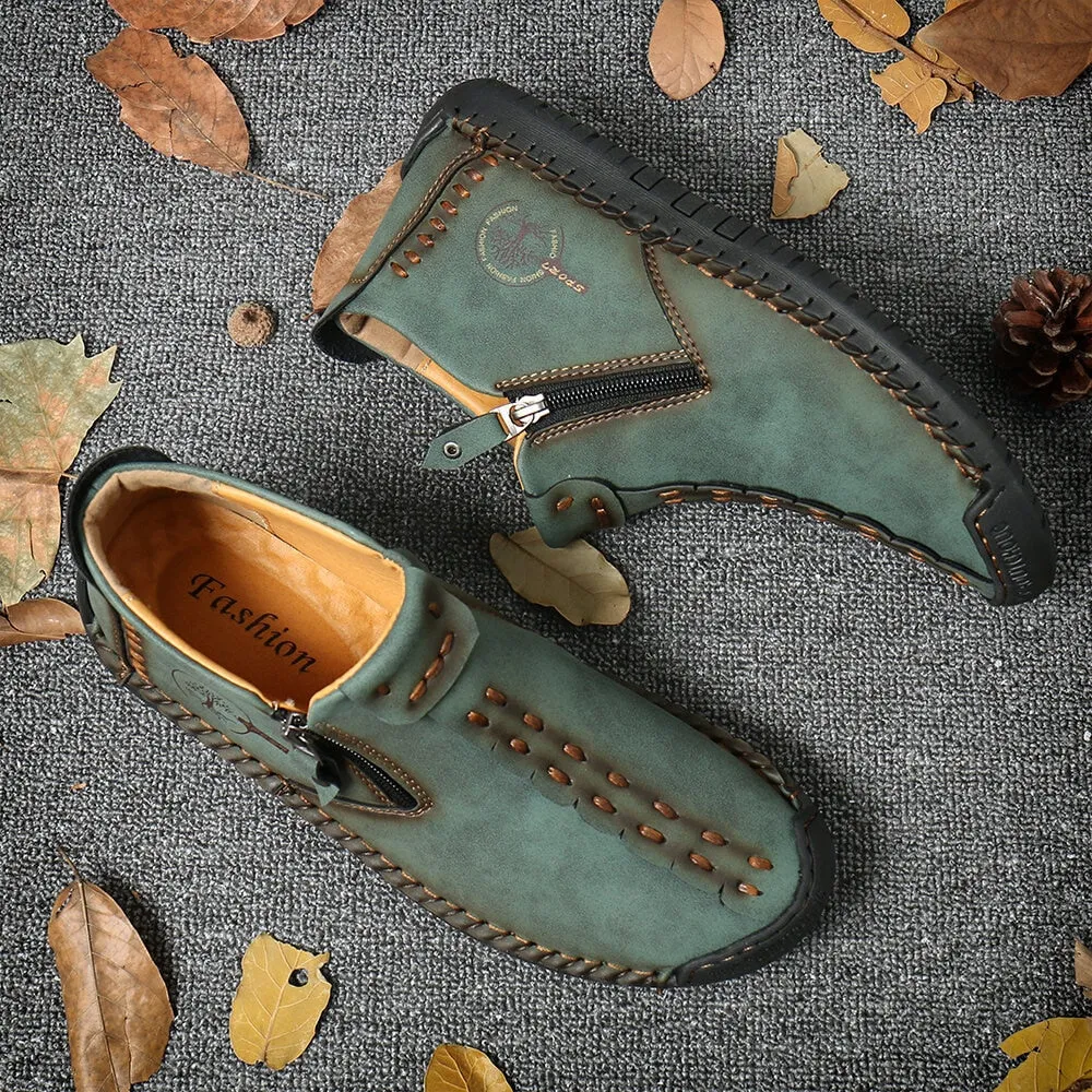 Cuzcare Slip-on Leather Orthopedic Shoes Warm Fur Ankle Boots