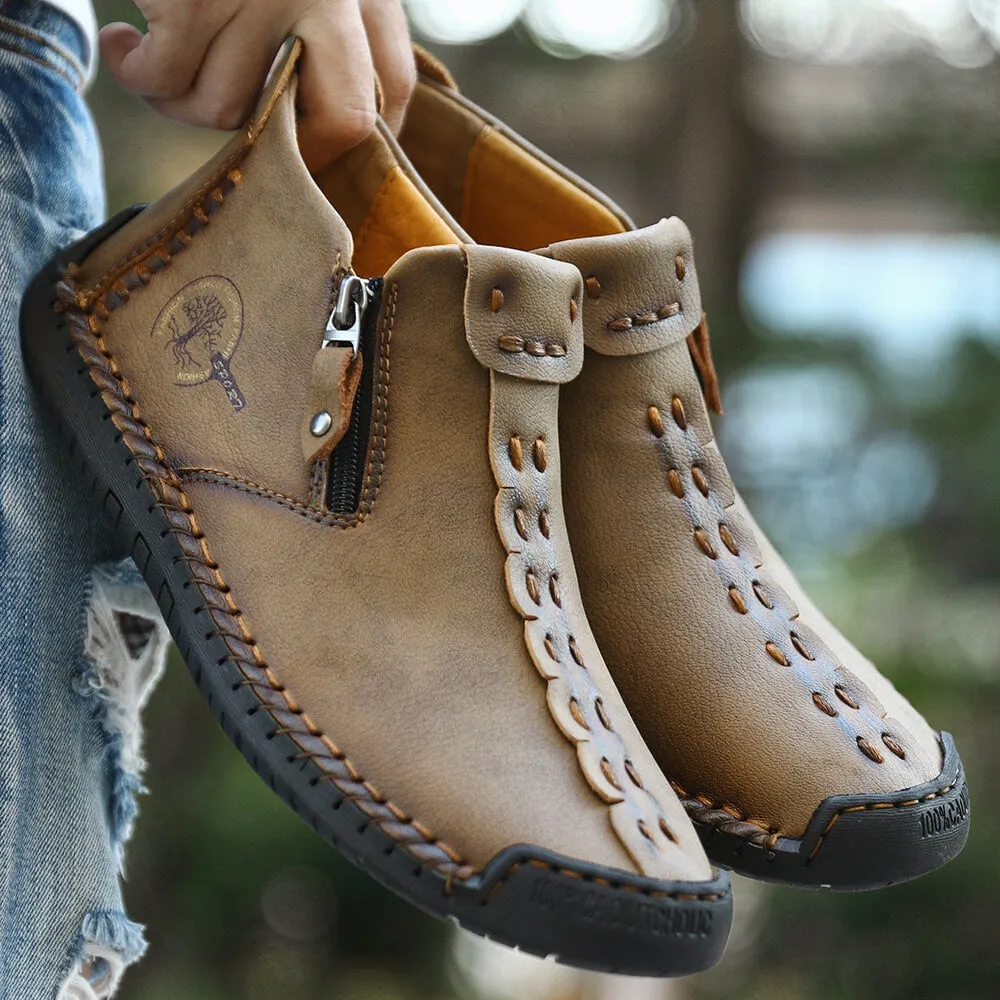 Cuzcare Slip-on Leather Orthopedic Shoes Warm Fur Ankle Boots