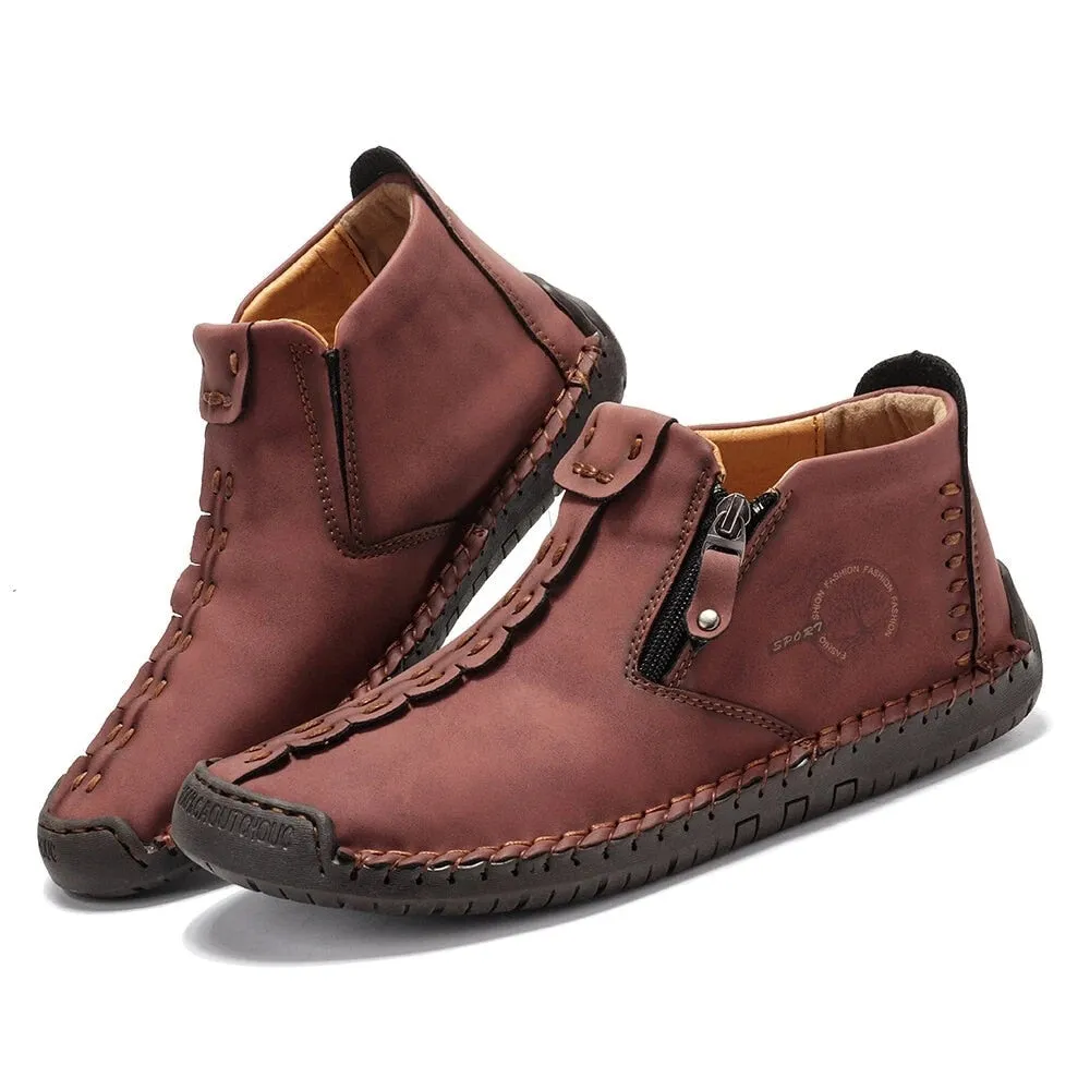 Cuzcare Slip-on Leather Orthopedic Shoes Warm Fur Ankle Boots