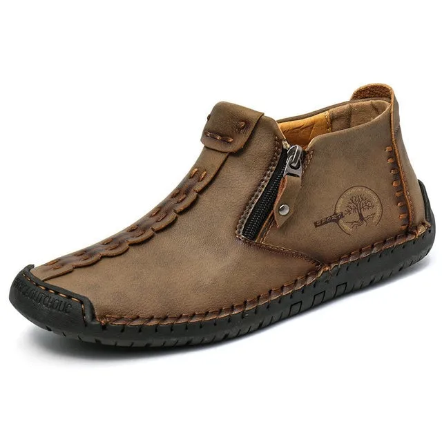 Cuzcare Slip-on Leather Orthopedic Shoes Warm Fur Ankle Boots