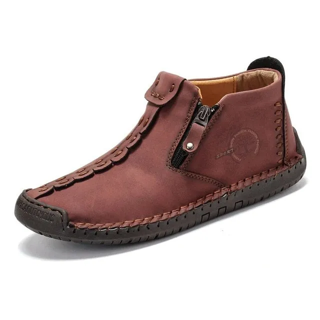 Cuzcare Slip-on Leather Orthopedic Shoes Warm Fur Ankle Boots