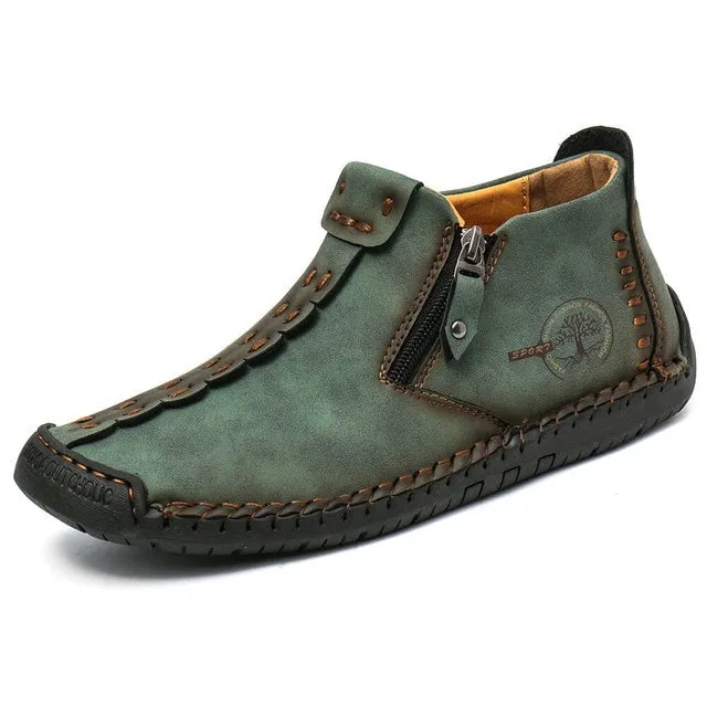 Cuzcare Slip-on Leather Orthopedic Shoes Warm Fur Ankle Boots