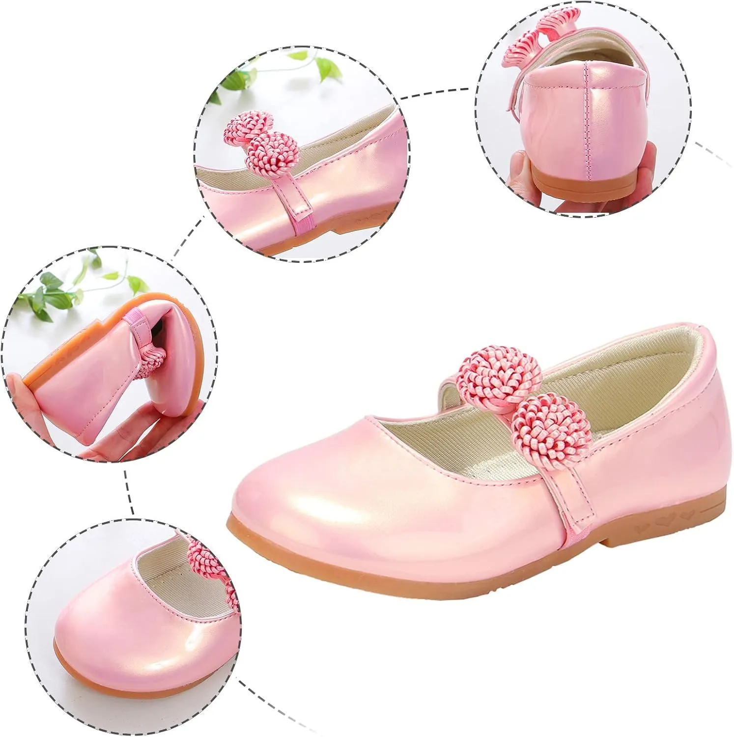 Girl's Mary Jane School niform Shoes Toddler Little Kid Dress Shoes Girl Ballet Flat Flower Girl Toddler Slip Boots
