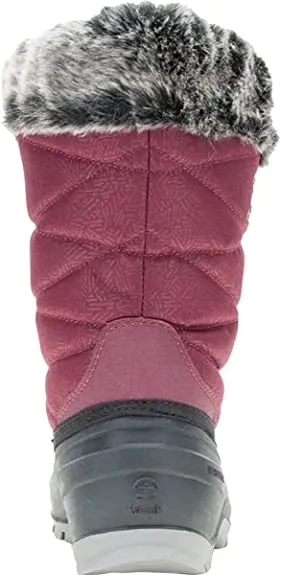 Kamik Momentum3 Burgundy Pull On Rounded Toe Waterproof Fur Trim Ankle Snow Boot