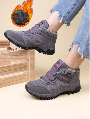 New Women's faux fur lined Thermal Villi Hiking Boots Grey, Sz 7