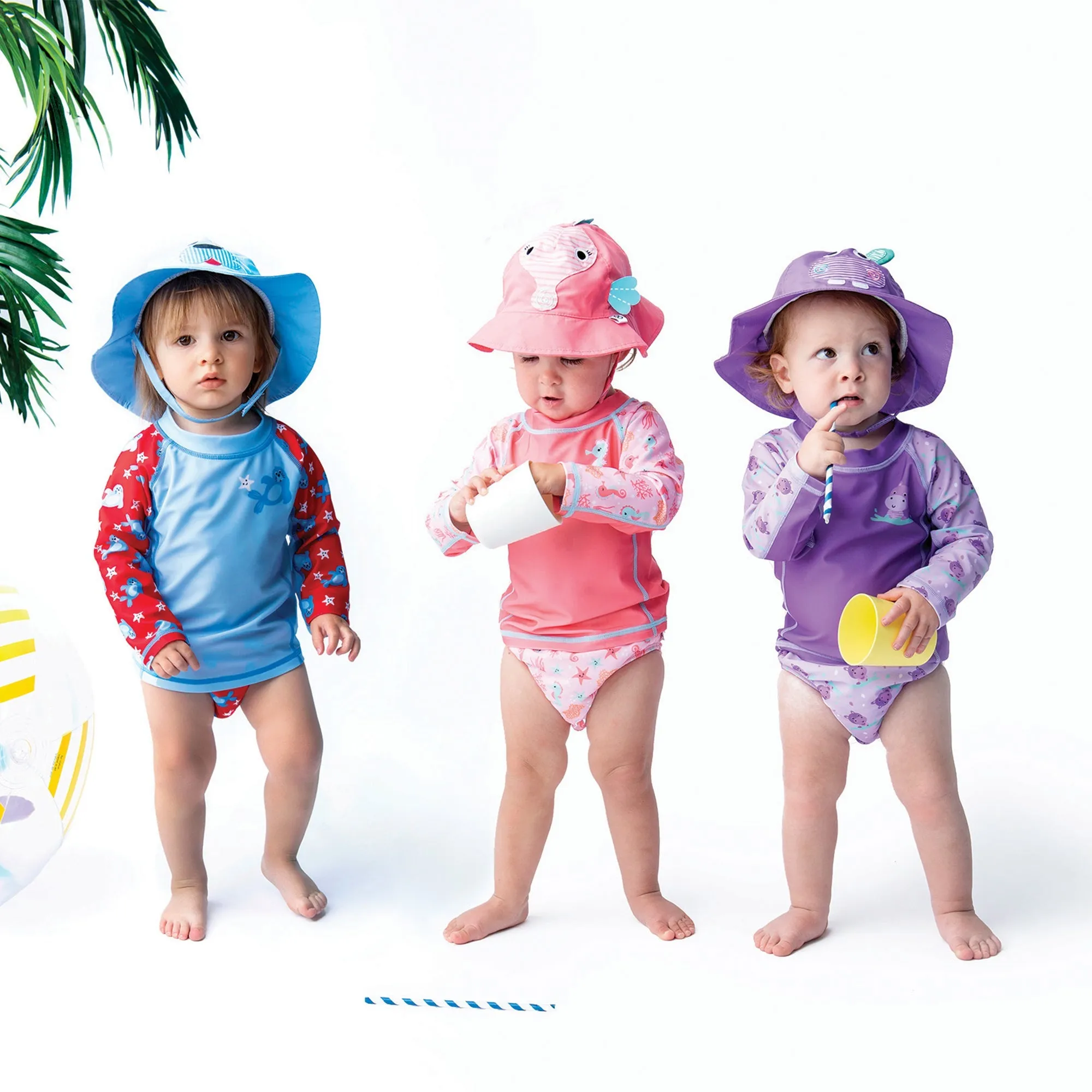 Rashguard Top   Swim Diaper 2pc Set - Hippo