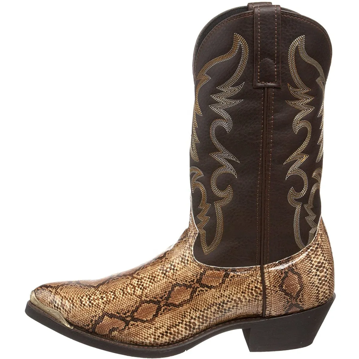 Unisex Men's Middle Tube Cowboy Biker Boots Embroidery Snake Pattern Boots
