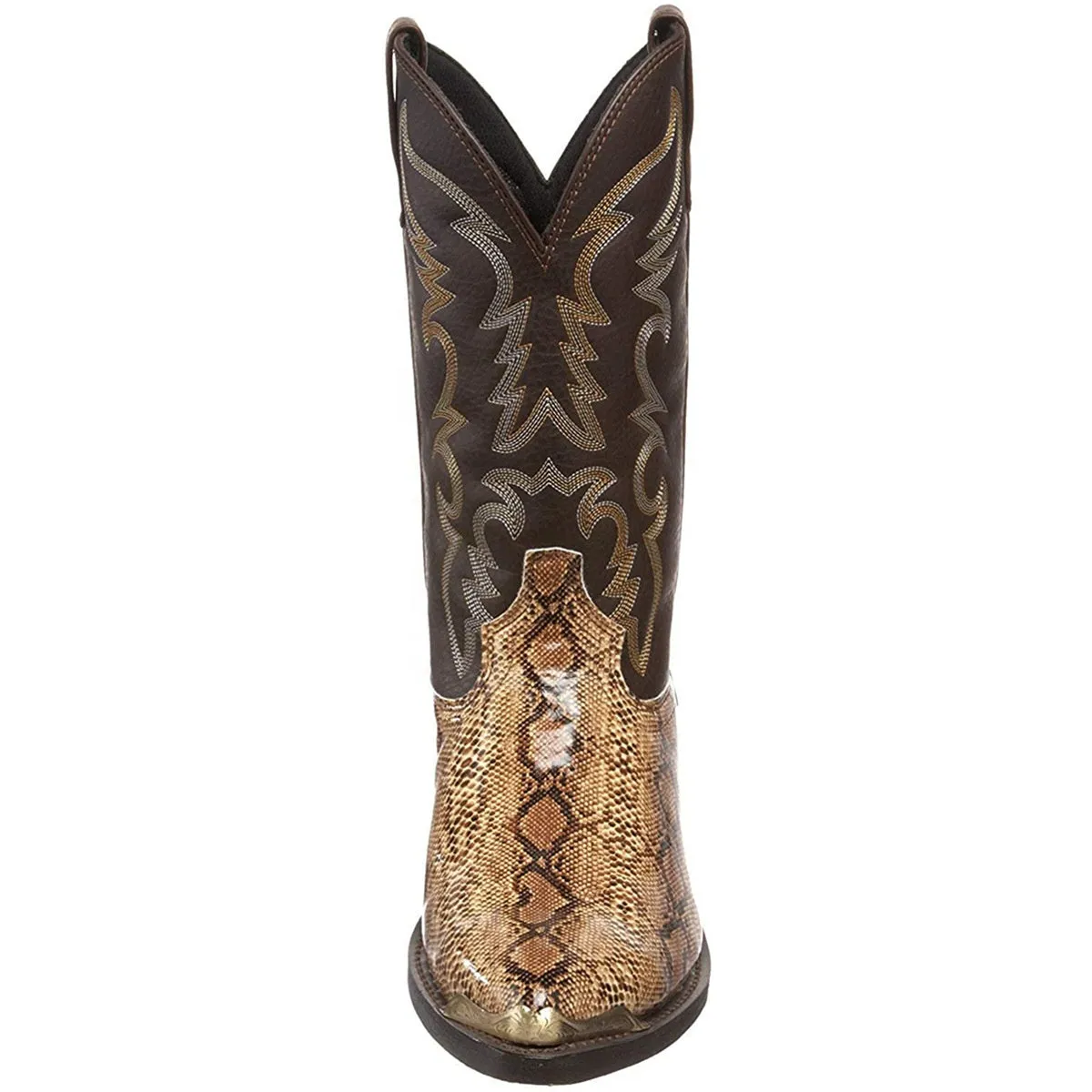 Unisex Men's Middle Tube Cowboy Biker Boots Embroidery Snake Pattern Boots