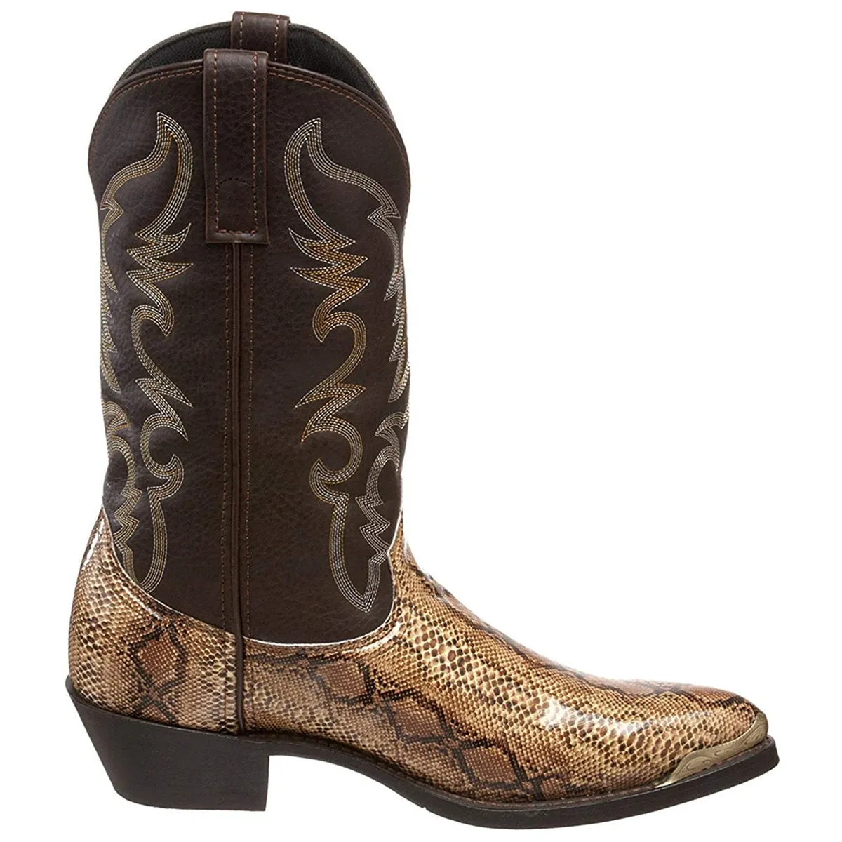 Unisex Men's Middle Tube Cowboy Biker Boots Embroidery Snake Pattern Boots