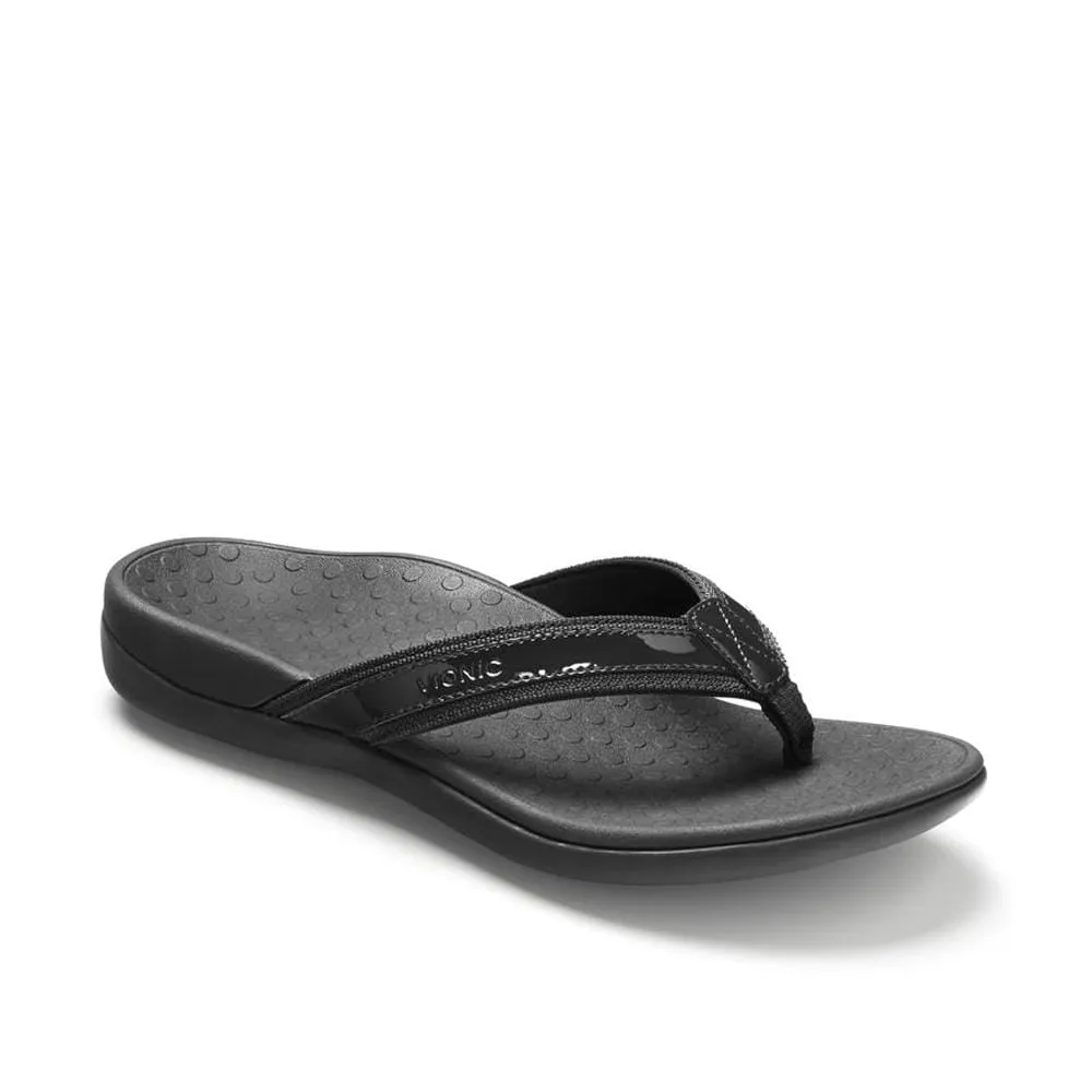 Vionic Women's Tide II Flip Flops- Black Patent